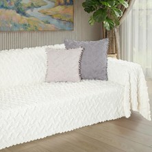 Latuda Home Ponela Koltuk Örtüsü Kaymaz Bohem Punch Kabartmalı 3 Boyutlu 175X350 cm ( X- Large ) Kaymaz, Ekru
