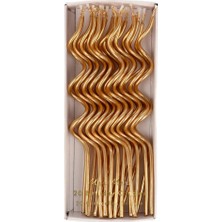 Meri Meri - Gold Swirly Candles - Altın Kıvrımlı Mumlar - 20'li