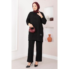 Mat Rahat Kalıp Pantolonlu Ikili Takım Siyah