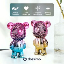 Dossimo DSM-903 Şarjlı Mini El ve Masa Fanı Ayıcık Figürlü Mini El Pervanesi