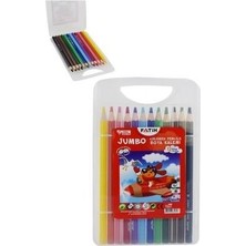Fatih Mini Craft Jumbo Üçgen Kuru Boya Kalemi 12 Renk Çantalı Fa33589kb12rtb