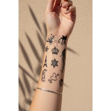 Dövme Kutusu Eyfel Kulesi ve Minimal Figürler Karma Set Dövme - Yarı Kalıcı / 1 Ay Kalıcı Tattoo