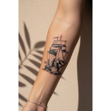 Dövme Kutusu Klasik Yelkenli Gemi ve Denizci Temalı Dövme - Yarı Kalıcı / 1 Ay Kalıcı Tattoo