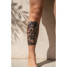 Dövme Kutusu Kurt Ruhu ve Kızılderili Figürlü Sanatsal Tattoo - Yarı Kalıcı / 1 Ay Kalıcı