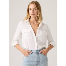 Levi's Kadın Düğmeli Uzun Kollu Beyaz Gömlek - 005NJ-0002