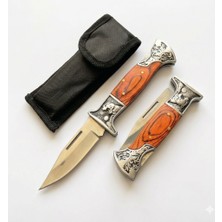 Özkurt Store Nokta Outdoor Kaplan Gravürlü Çakı Kemer Klipsli Katlanır Kamp Bıçağı (Kılıflı)