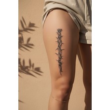Dövme Kutusu Dikenli Dal ve Örgü Detaylı Sanatsal Tattoo - 3 Adet - Yarı Kalıcı / 1 Ay Kalıcı Dövme