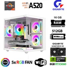 Xaser Giga X20 Ryzen 7 5700X 16GB Ram 512GB M.2 Nvme SSD 8gb RTX5060 Gigabyte Oyuncu Oem Paket