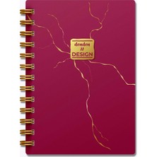  denden altın seri spiralli not defteri mermer kırmızı 17x24cm çizgili