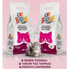 Cat Boom Bebek Pudrası Kokulu Ince Tane Topaklanan Kedi Kumu 10 Lt x 2 Adet