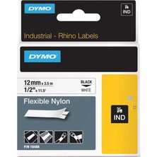 Dymo Rhinopro Esnek Naylon Şerit 12Mmx3,5M Beyaz/Siyah 18488