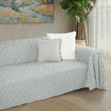 Latuda Home Ponela Koltuk Örtüsü Kaymaz Bohem Punch Kabartmalı 3 Boyutlu 175X350 cm ( X- Large ) Kaymaz, A.gri