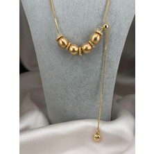 ZS Aksesuar Ayarlanabilir Gold Top Detaylı Çelik Kolye – Uzun Zincir Modern & Zarif Kadın Kolye