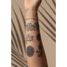 Dövme Kutusu Stay Focused Yazılı ve Mandala Figürlü Dövme - Yarı Kalıcı / 1 Ay Kalıcı Tattoo