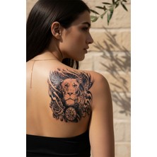 Dövme Kutusu Vakur Aslan, Roma Rakamlı Saat ve Gül Detaylı Mistik Tattoo - Yarı Kalıcı / 1 Ay Kalıcı