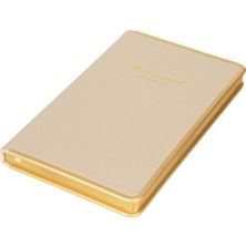 Monaco Vegan Deri Sert Kapak Not Defteri 96 Yaprak 13X21Cm Çizgili Krem