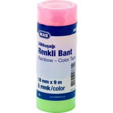  mas renkli şeffaf bant seti 18 mm x 9 metre 6 renkli set 2668