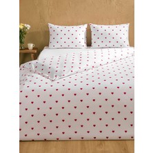 LC Waikiki Lcw Home Kırmızı Kalp Baskılı Çift Kişilik Nevresim Seti 200X220 cm