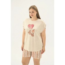 Sevim 17645 Kadın Bıg Sıze Baskılı Şort Takım