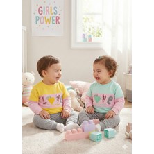 Esa Baby Kız Bebek/çocuk "love" Nakışlı ve Pullu Renk Bloklu Eşofman Takımı