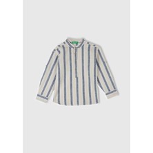 United Colors Of Benetton Mix Erkek Ej Uk_keten Karışımlı Çizgili Hakim Yaka Gömlek Model Kodu: 52VMCQ03V910