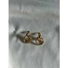 Zarif Çift Halka Taşlı Küpe