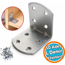 Nzb 50 Adet L Demir Gönye Oval Başlı 40X45X45 mm Metal Köşebent Dayanıklı Bağlantı Aparatı