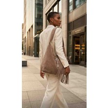 Kadın Vizon Rengi Deri Günlük Omuz Çantası