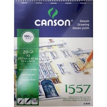 Canson A3 Resim ve Çizim Bloğu 180 Gram 20 Yaprak Üstten Spiralli 1557 Fcns18020a3us