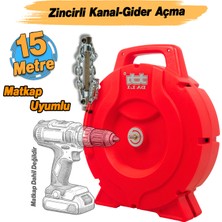 Dali Matkap Uyumlu 1/4" Şaft 15 Metre Tel Profesyonel Tesisat Gider Tıkanıklık Açma Makinası Manuel