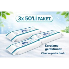 Pine Alkolsüz Vücut ve Perine Havlu Tip Islak Mendil 150 Yaprak Ekonomik Paket Tüm Cilt Tipleri İçin