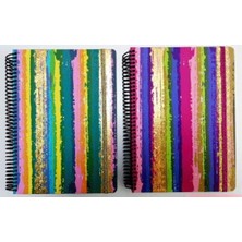  keskin color plastik kapak spiralli glitter defter 16,5x22,5cm 80 yaprak çizgili 322441-99 (karışık renk 1 adet)