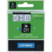 Dymo D1 Yedek Şerit 6 Mmx7 Mt Şeffaf/Siyah 43610
