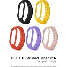 Furenfa Xiaomi Mi Band 5 ve 6 Uyumlu Silikon Yüksek Kalite Kordon Kayış [5'li Set]