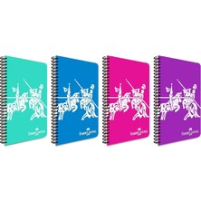 Faber-Castell Plastik Kapak Knights Canlı Renkler Spiralli Defter 80 Yaprak Çizgisiz (4 Lü Paket) 5075000463