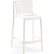 Tilia Nes Polipropilen Bar Sandalyesi 65 cm Süt Beyaz - Mutfak, Kafe, Teras, Havuz Kenarı, Veranda, Restoran, İç ve Dış Mekan İçin