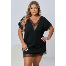 Kadın Siyah Büyük Beden Gecelik - EM002Z-7SY0X5