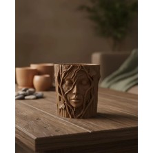 Doğa Temalı Yüz Detaylı Dekoratif Vazo 3D Ağaç Desenli Şık Saksı - EM002Z-7T3MH1