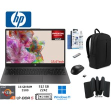 Hp Amd Ryzen 5 7520U 16 GB Lpddr5 512 GB SSD 15.6 Inç W11 Pro D2QC7EA Duddi Çanta+Mouse+Mousepad+Usbbellek+Temizlikkit