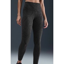Nike Zenvy High Waisted 7/8 Leggings Kadın Lazer Kesim Baskılı Antrenman Taytı Siyah