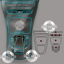 Ael-Tech Mercedes C Seri Uyumlu Piano Black Tpu Koruyucu 7li Set 2019-2022