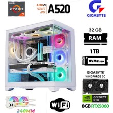 Xaser Giga X60 Ryzen 7 5700X 32GB Ram 1tb M.2 Nvme SSD 8gb RTX5060 Sıvı Soğutmalı Gigabyte Oyuncu Oem Paket