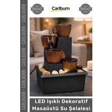 Carlburn Özel Üretim Modern Sessiz USB Şık Doğal Taşlı Meditasyon LED Işıklı Dekoratif Masaüstü Su Şelalesi