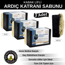 Organicsun Doğal Kabak Lifli Ardıç Katranı Sabunu 120 gr x 3 Adet - Tüm Cilt Tipleri Için - Antiseptik ve Yenileyici Etkili