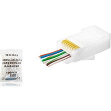 Cat6 Ez RJ45 Konnektör - 100 Adet Beyaz / Ekonomik Poşet Paket ND2414 Midastech