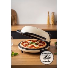 Lorenzo Pietra 12 In 1 Pizza Makinesi Lahmacun Tandır Ekmeği Bazlama ve Fırın Yemekleri Tepsi Hediyeli Cream