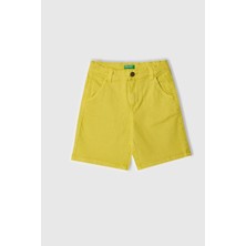 United Colors Of Benetton Sarı Erkek Ek_eskitilmiş Efektli Normal Bel Straight Bermuda Şort Model Kodu: 4QNJG902MSARI