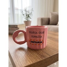 Palto Tasarım Overthınkıng Baskılı El Yapımı Pembe Parlak Eros Kupa - El Işçiliği Hediyelik Kupa Bardak