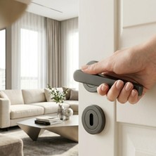 Badem10 (1 Takım-Çift) Özen Mat Skoç Füme Rozetli Modern Oda Için Kapı Kolu Sağa ve Sola Uygun Mat Füme