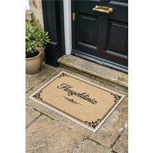 Zevahir Mobilya Dekorasyon Hoşgeldiniz Konseptli Çerçeve Desenli Kapı Önü Giriş Paspası